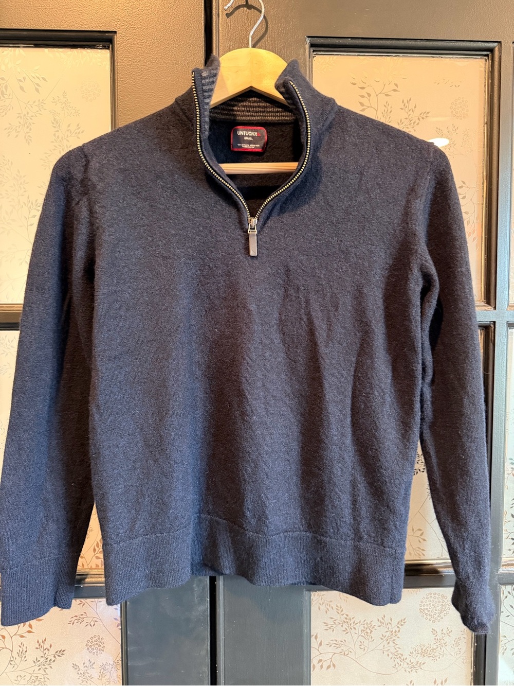 UNTUCKit 100% Extra-Fine Merino Wool Quarter Zip Sweater Size Small #0593